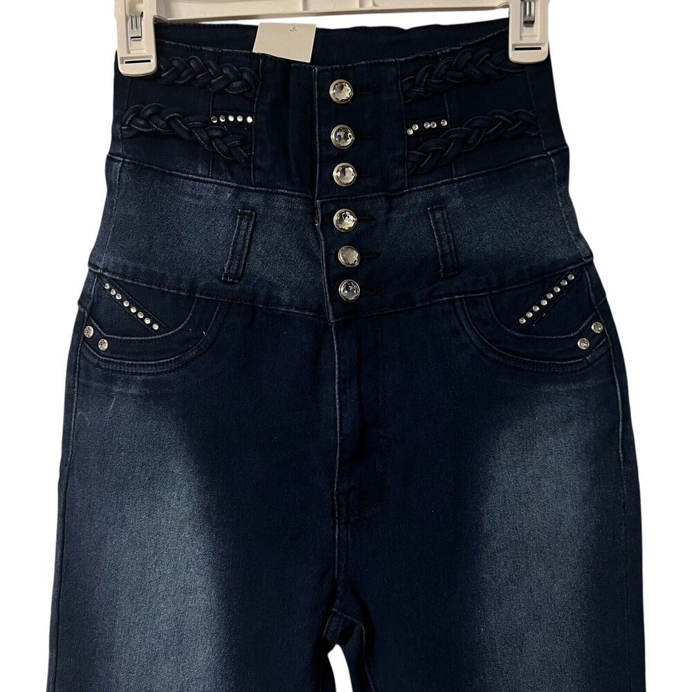 Danesi Jeans High Waist Butt Lifter Skinny Jeans Rhinestone Embellished Size 11